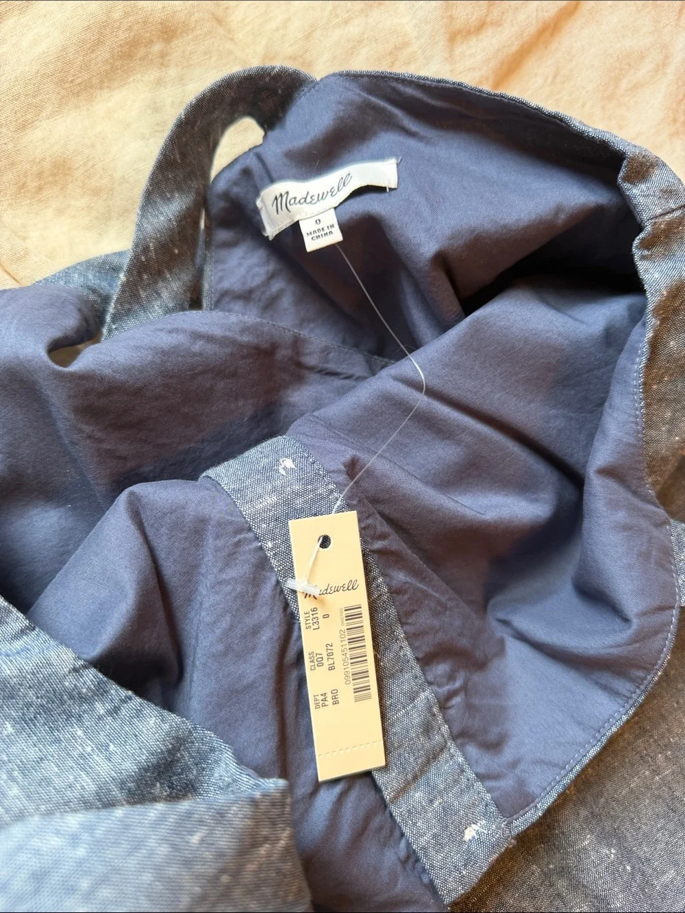 Madewell NWT Classic heathered Chambray Blue Button-Front Sundress with Straps - Picture 2 of 7